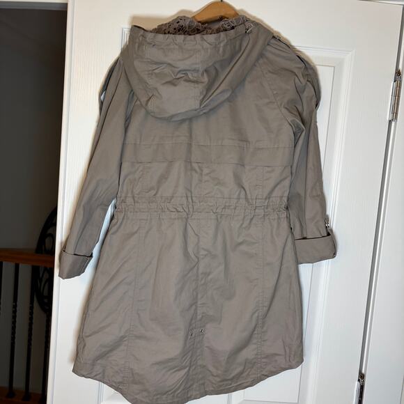 Coffeeshop New York women’s hooded trench coat. Dark khaki. Size XS - Picture 6 of 7